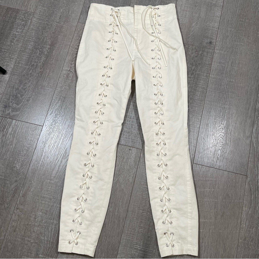 A.L.C. Kerrigan Lace-Up Skinny Pants Size 4 Ivoy - Picture 3 of 9